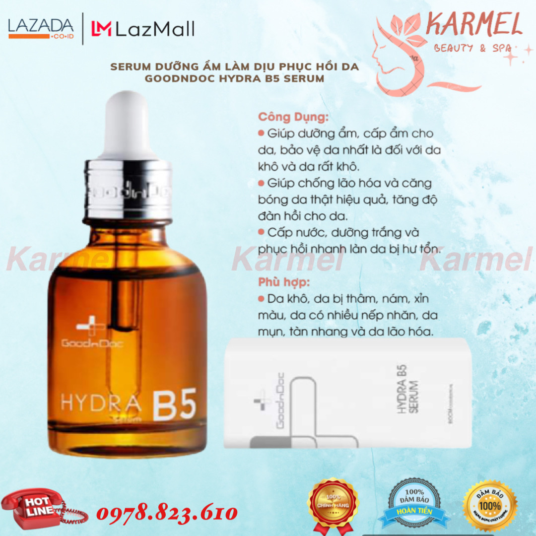 Tinh chất dưỡng ẩm phục hồi da good ndoc hydra b5 serum 30ml - karmel chính hãng