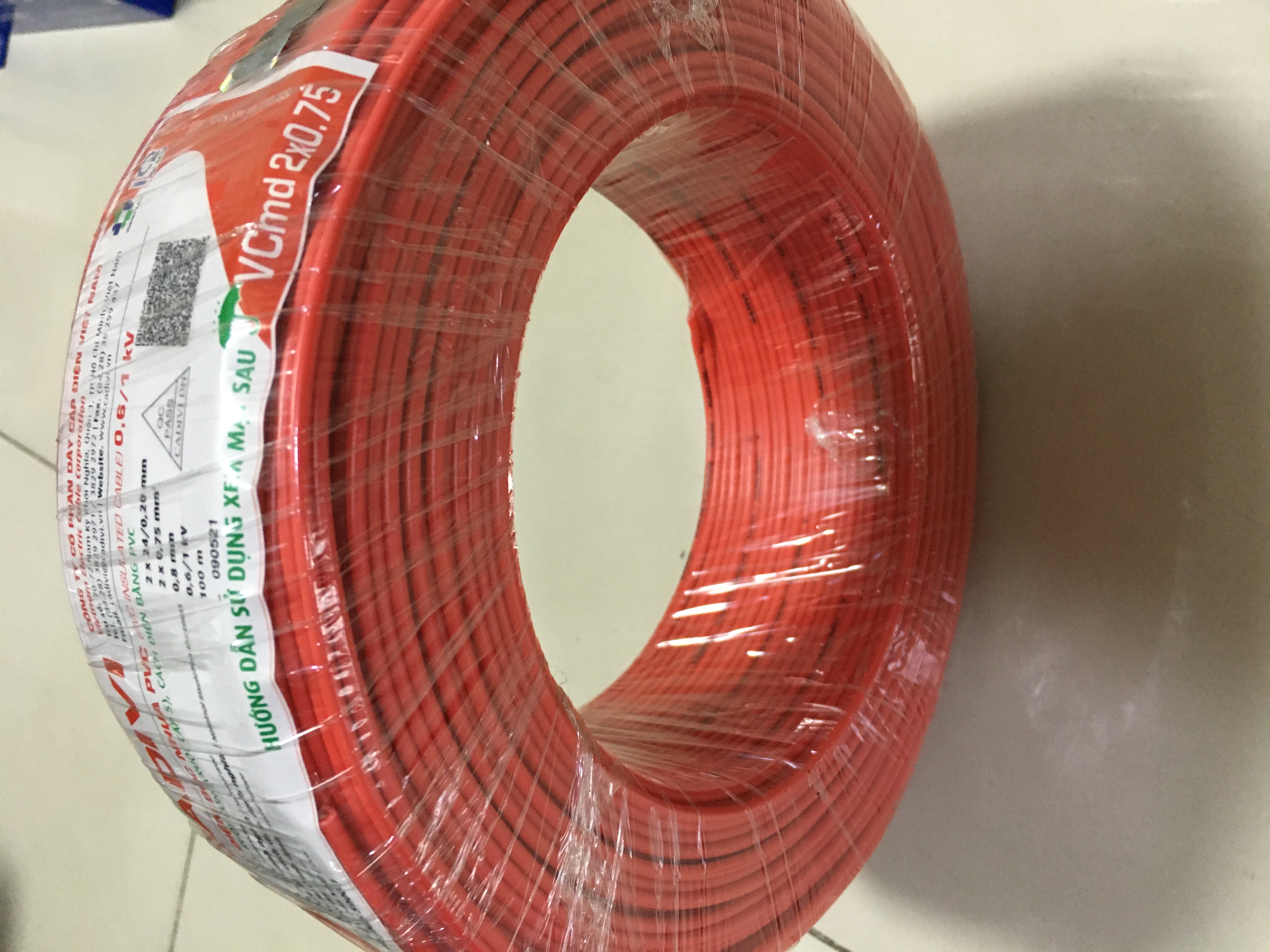 Dây điện cadivi 2x0.75 đôi 2x24 cuồn/100m