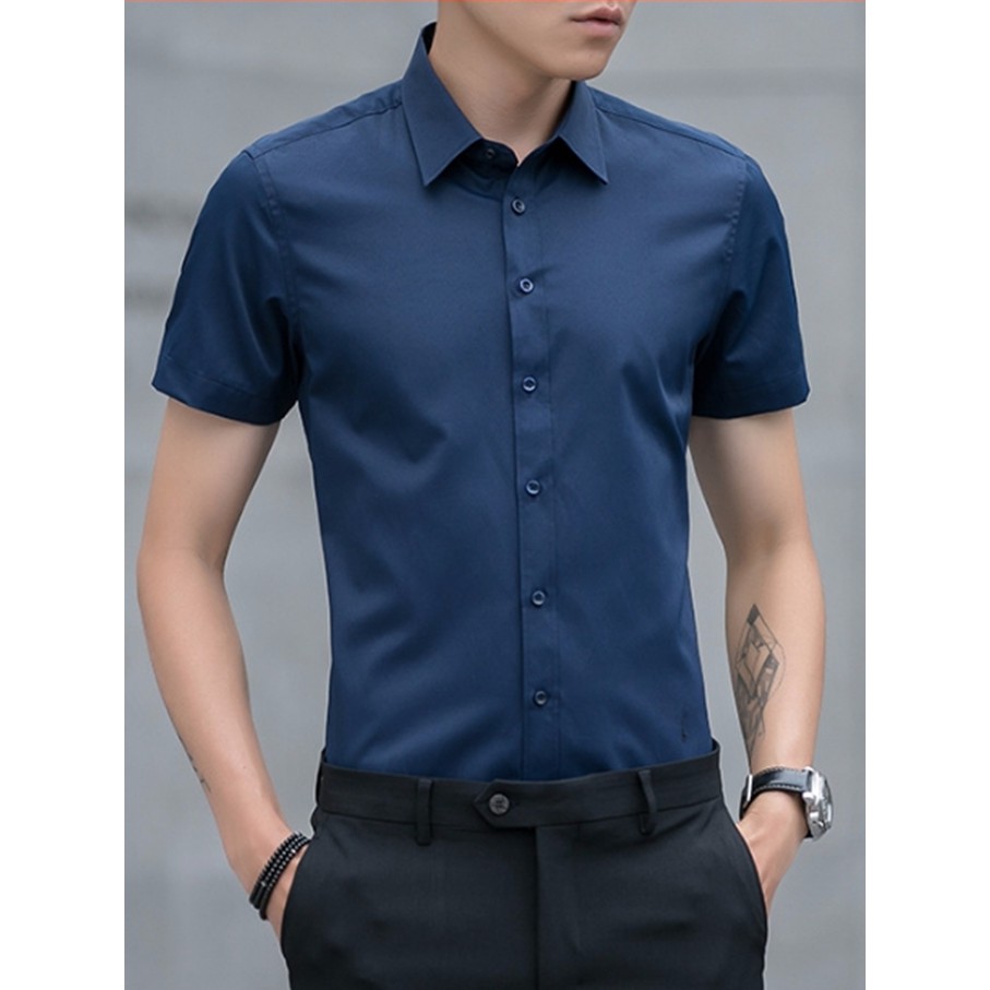 [HCM]Áo sơ mi nam ngắn tay tím than
