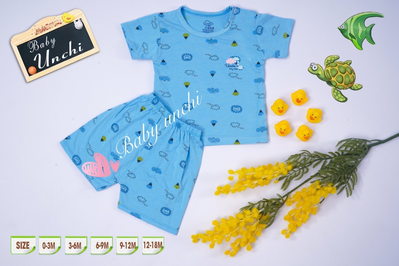 Bộ Cộc Tay Unchi Chất Peptit Mềm Mát Cho Bé QATE238