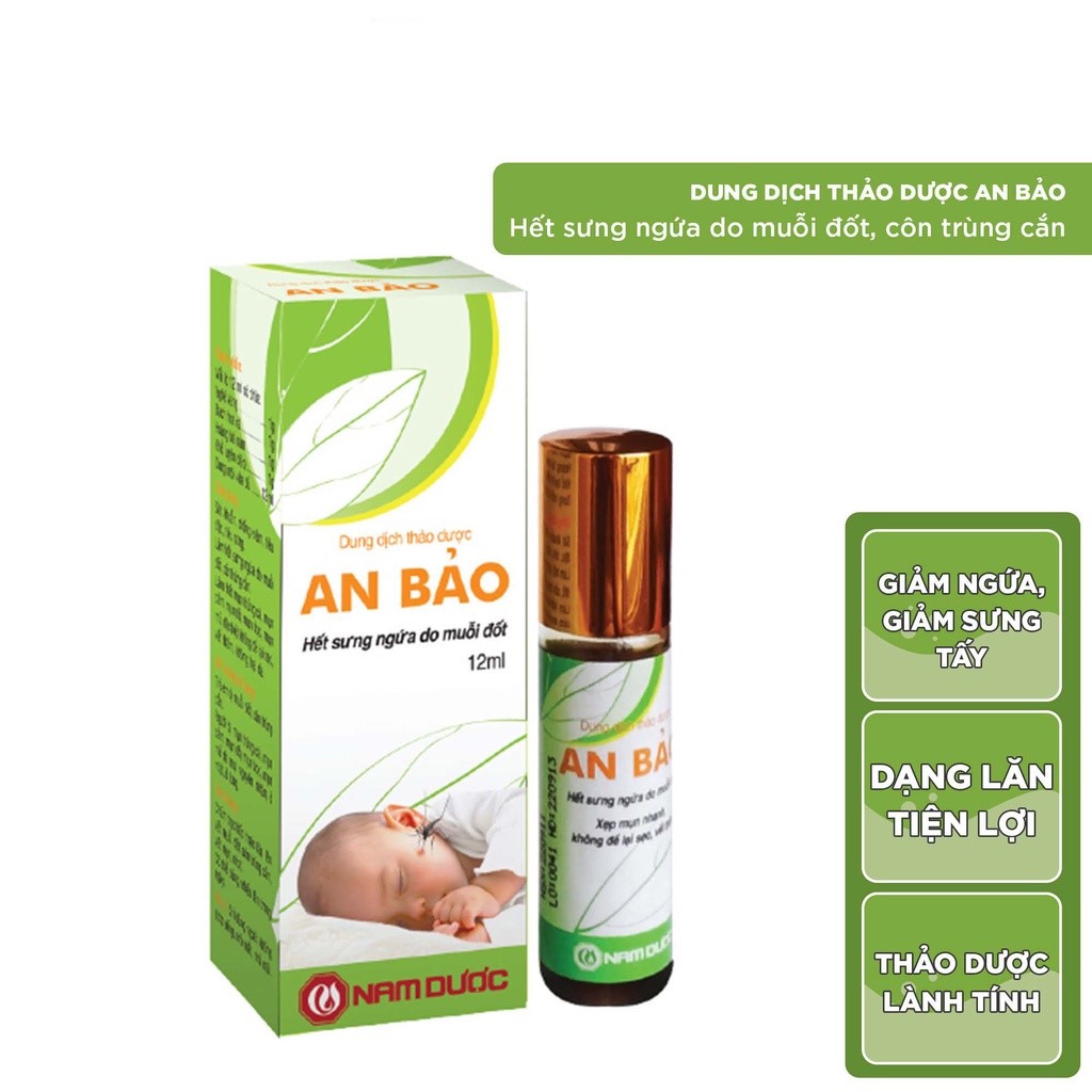 Dung dịch thảo dược giúp giảm sưng ngứa do muỗi đốt, côn trùng cắn cho bé, trẻ sơ sinh an bảo 12ml