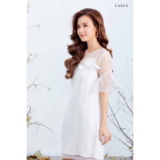 LALLA - Đầm form suông Xobi tay lỡ chấm bi nữ