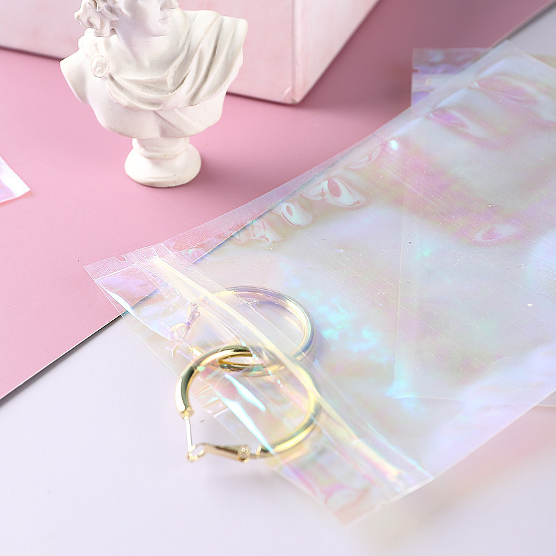 ( HÀNG NHẬP) Túi zip hologram ánh tím hồng