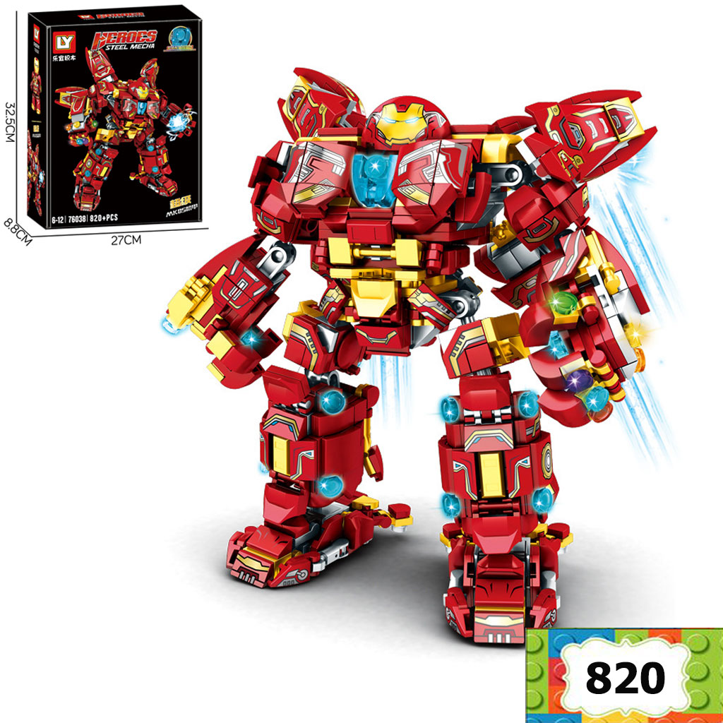 Đồ chơi trẻ em lắp ráp Robot Hulk Steel Mecha Mk48 giúp tư duy logic lego xếp hình robot với 820 mảnh ghép