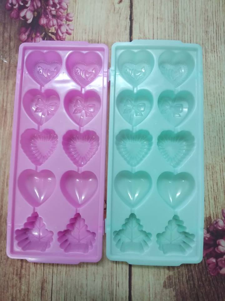 KHUÔN LÀM ĐÁ THẠCH RAU CÂU TIM LÁ 10 Ô