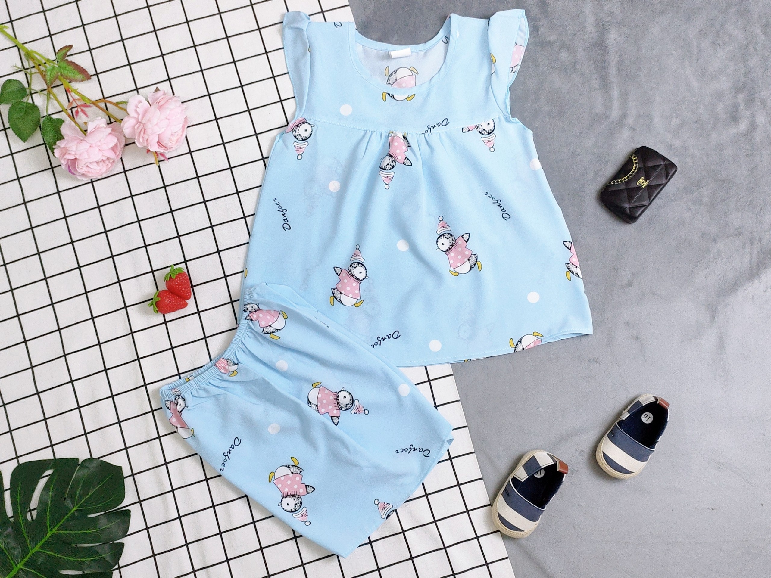 Bộ Lụa Tay Cánh Tiên Bé (14-18kg)