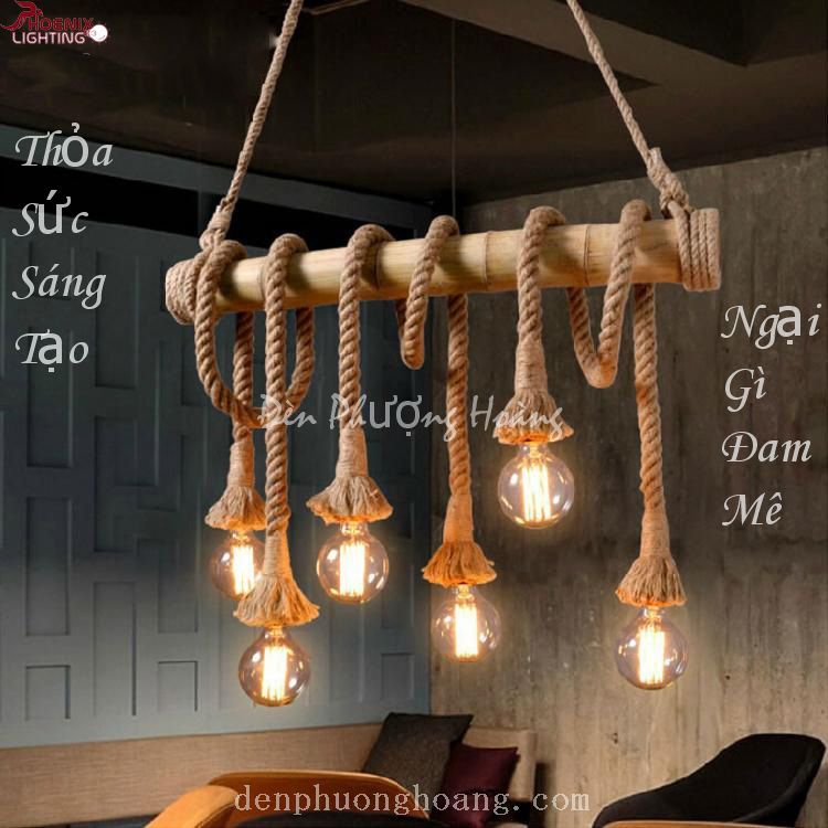Đèn thả: Đèn thả dây thừng đôi mỗi dây 1m (Chưa bóng)