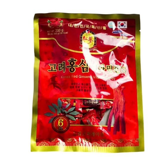 Kẹo Sâm 200g Hàn Quốc 6 Năm Tuổi 200g ( Mẫu Tiếng Hàn 100% )
