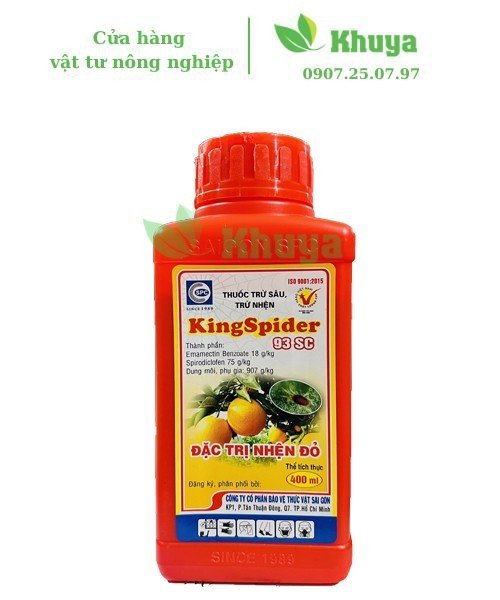 Thuốc trừ sâu kingspider 93sc 400ml sâu - nhện