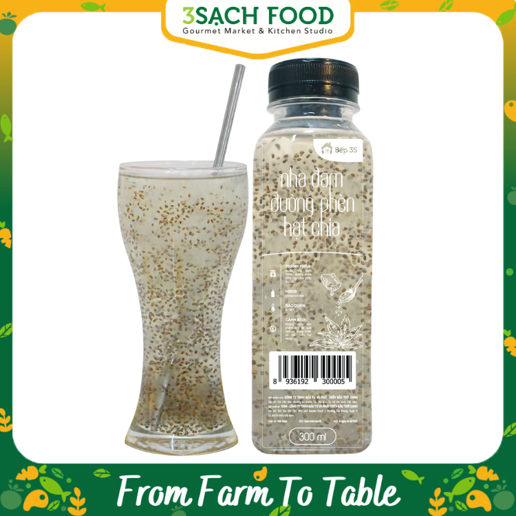 Nha Đam Đường Phèn Hạt Chia 3Sach Kitchen (Chai 300ml)