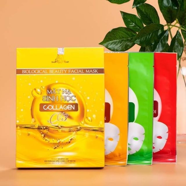 C-O-M-B-O Hộp 5 miếng Mặt Nạ Sinh Học Collagen X3 Mặt nạ sinh học collagen x3 đông anh Chính hãngMặt nạ X3 collagen : Hộp 5 miếng nạ xài đã luôn nha khách ơi