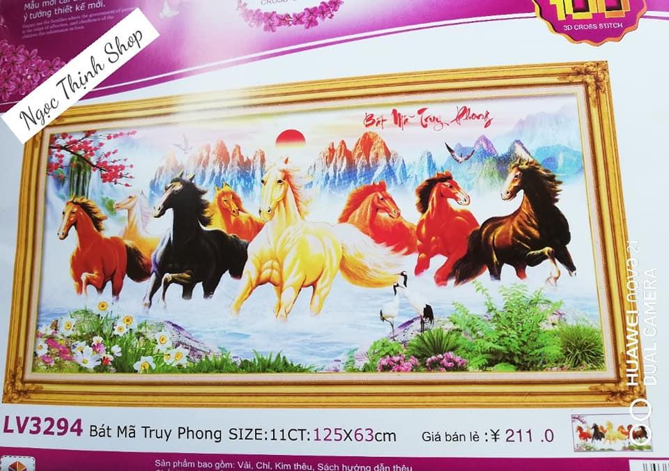 Tranh thêu chữ thập bát mã truy phong LV3294 KT 125x63cm