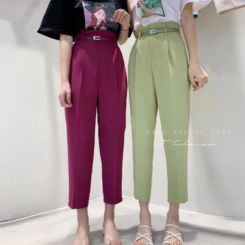 QUẦN BAGGY MÀU KÈM NỊT LƯNG CAO SNU