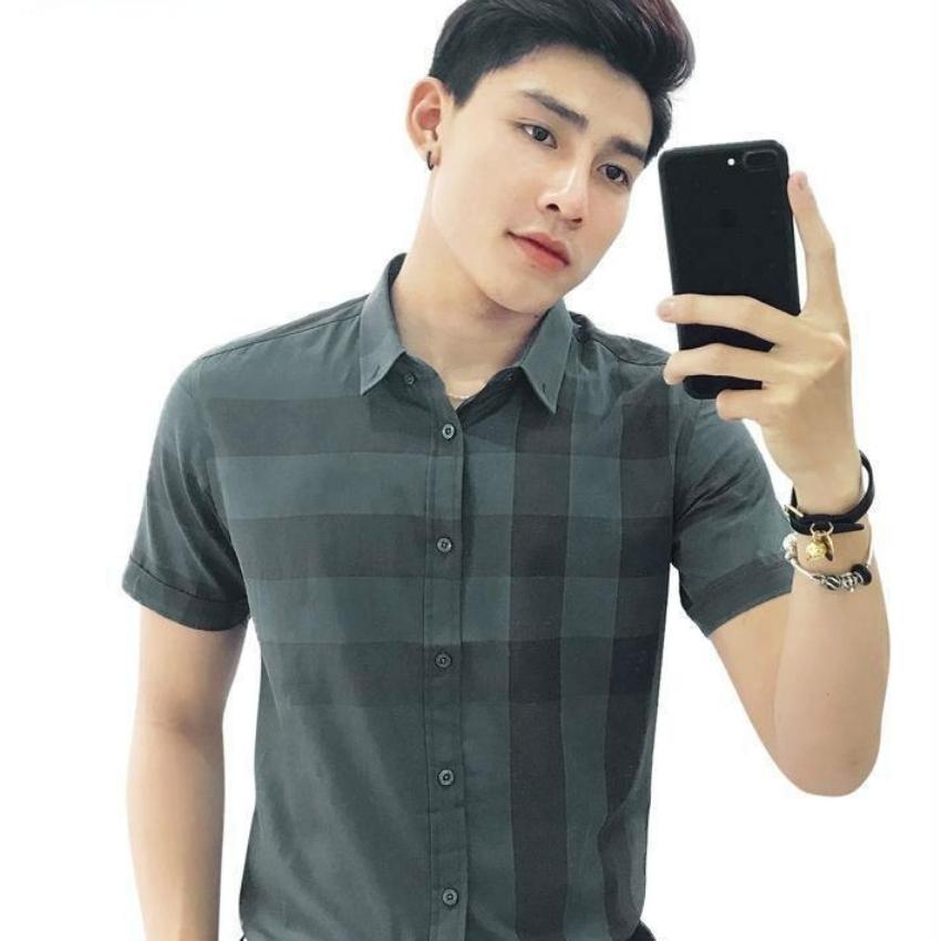 Áo sơ mi nam ngắn tay sọc caro TẬP ĐOÀN THỜI TRANG chất vải mềm