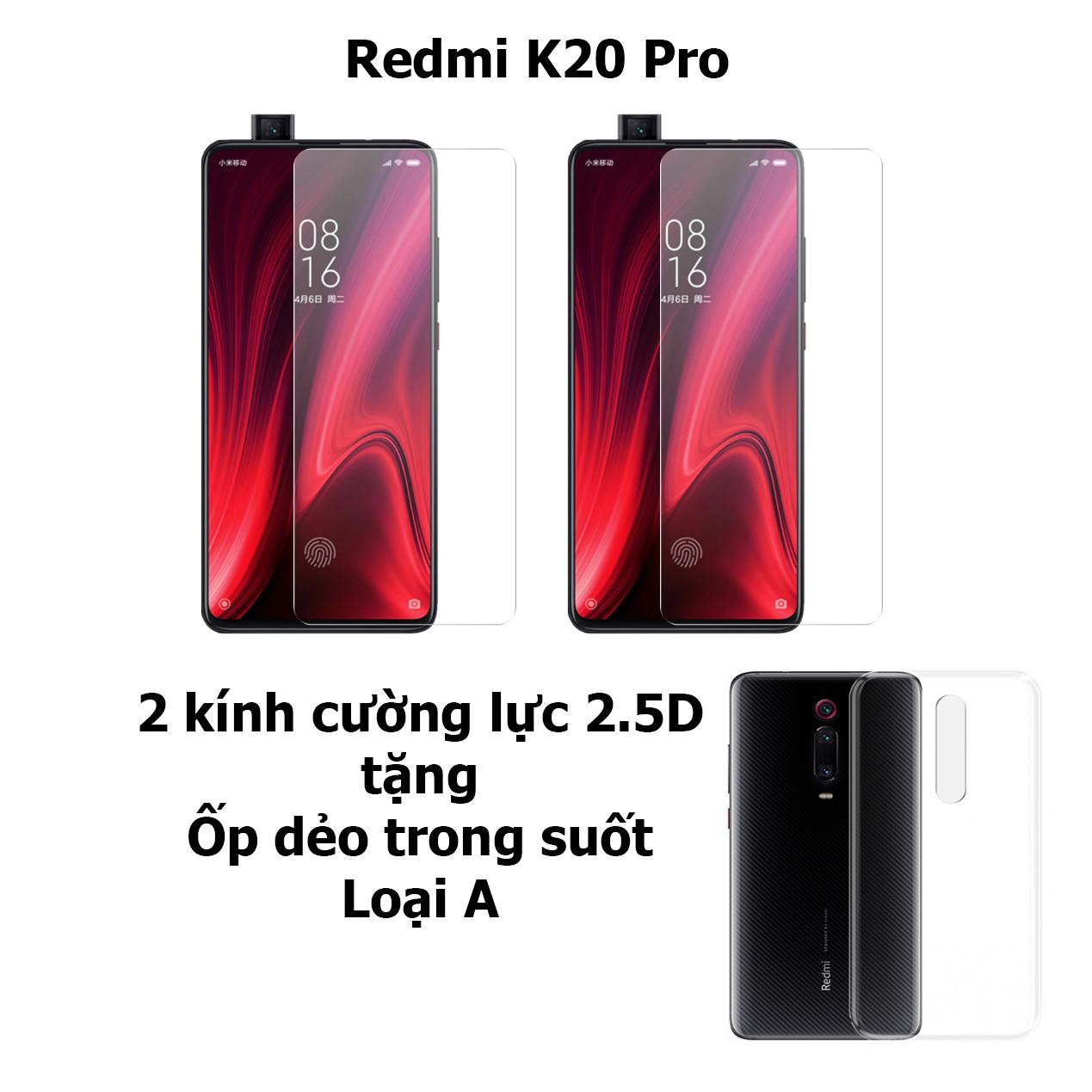 Bộ 2 kính cường lực tặng ốp lưng dẻo Xiaomi Redmi K20 Pro