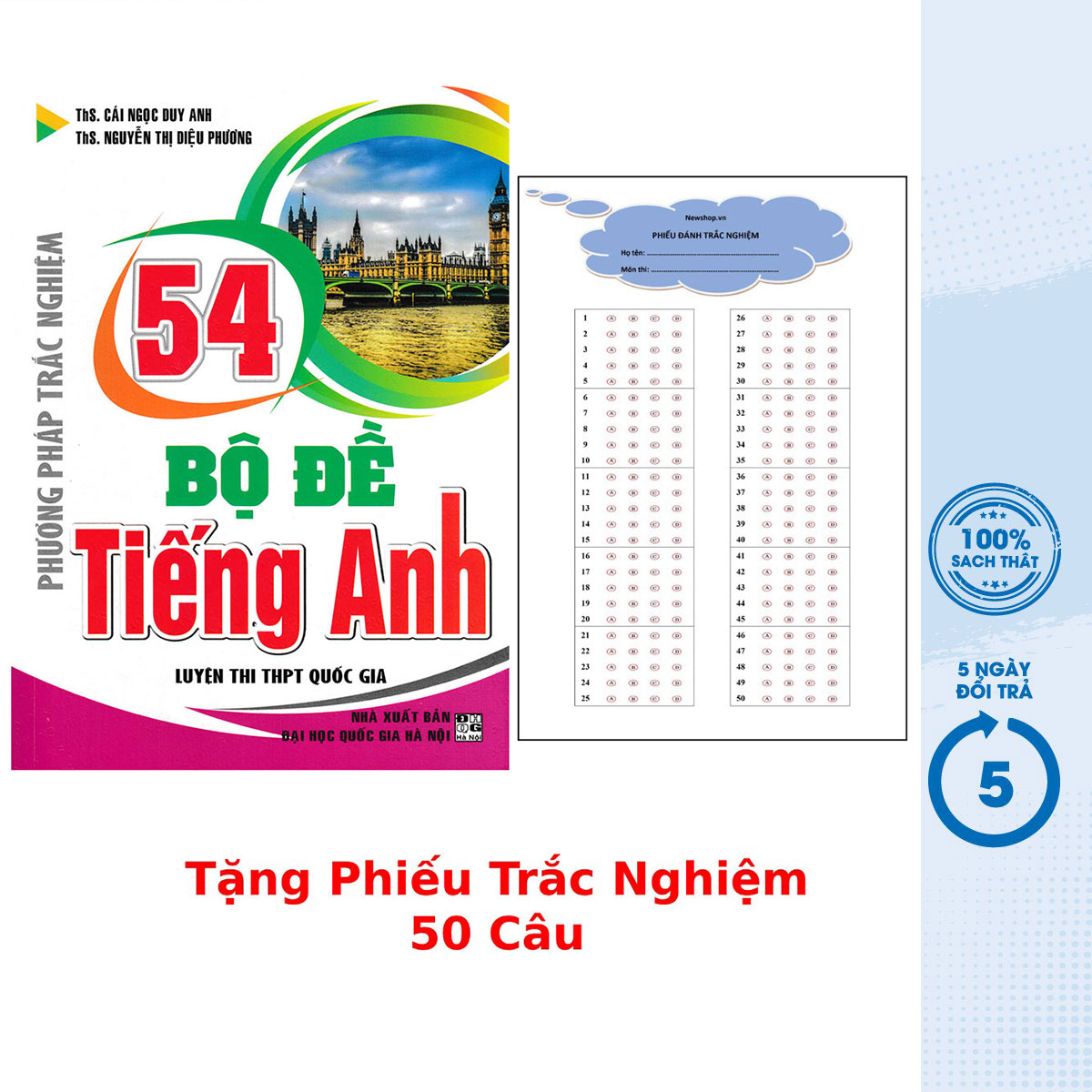 Sách - Phương Pháp Trắc Nghiệm - 54 Bộ Đề Tiếng Anh Luyện Thi THPT Quốc Gia (HA) - Newshop