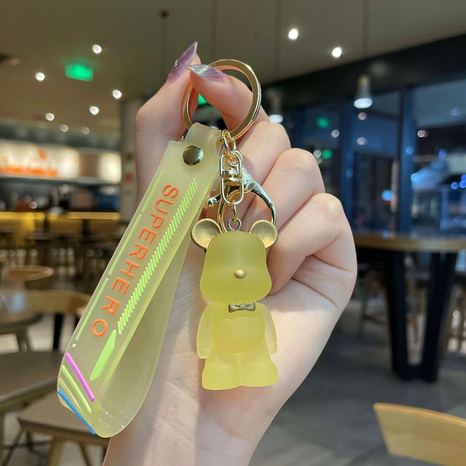 Móc Khoá Gấu Bearbrick Màu Pastel Có Dây Siêu Xinh