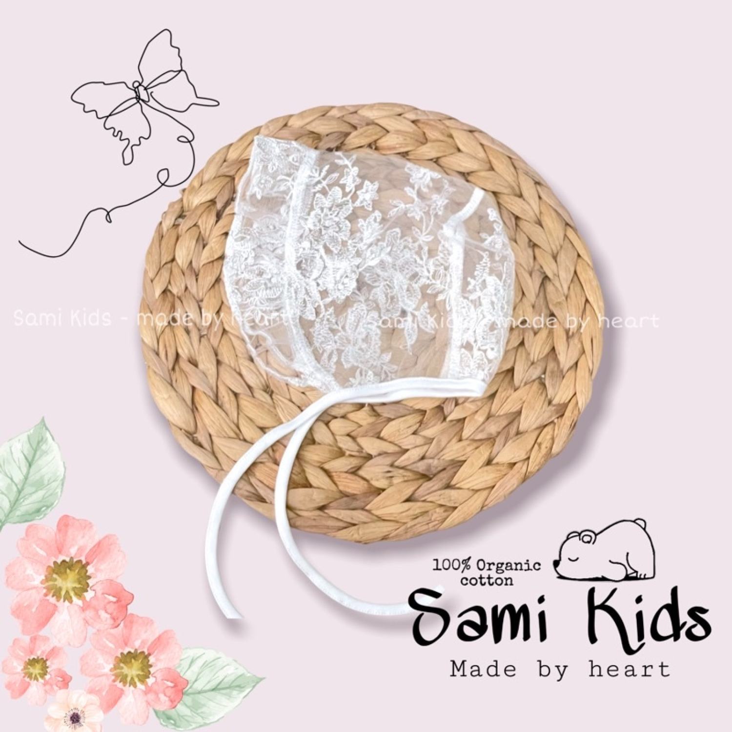 Mũ bonet ren tiểu thư cho bé gái