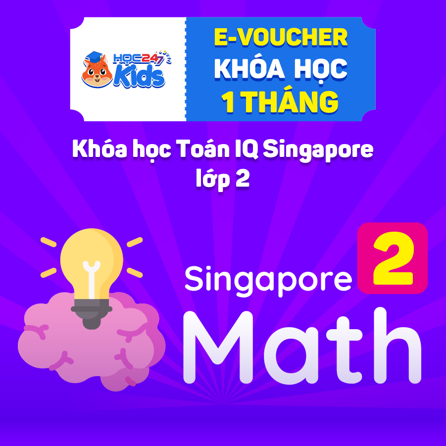 Toàn quốc [E-voucher] Khóa học Toán IQ Singapore lớp 2 (1 tháng) - App HOC247 Kids