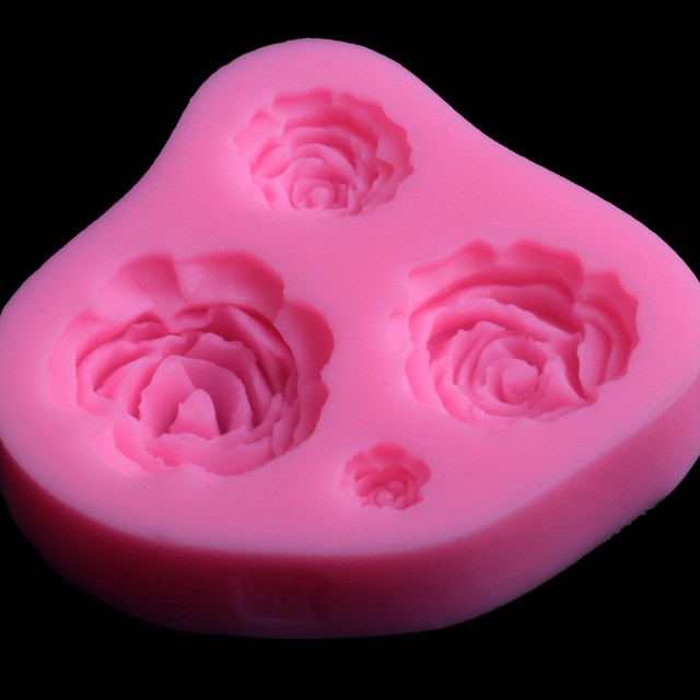 Khuôn silicon 3D 4 hoa hồng nhiều loại