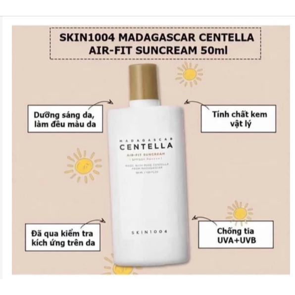 Kem Chống Nắng Nâng Tông Da Chiết Xuất Rau Má Skin1004 SPF50+/PA++++ 50ml