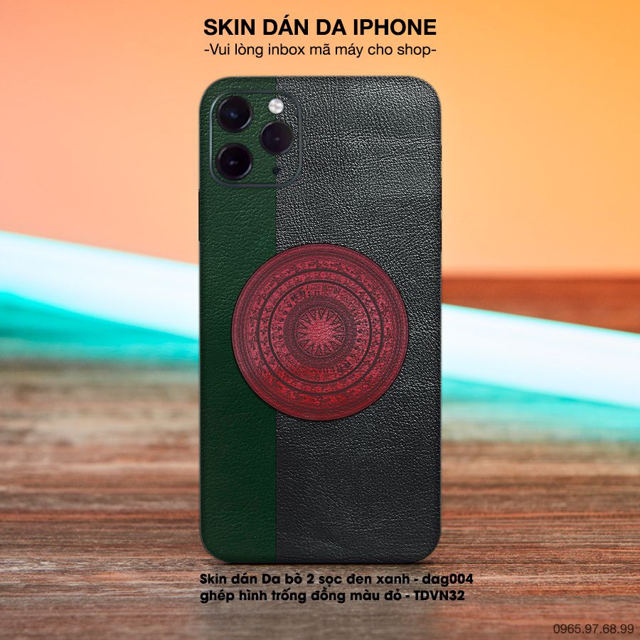 Miếng dán da ghép hình trống đồng đỏ - bộ bộ 6 cho iPhone (inbox mã máy cho shop)