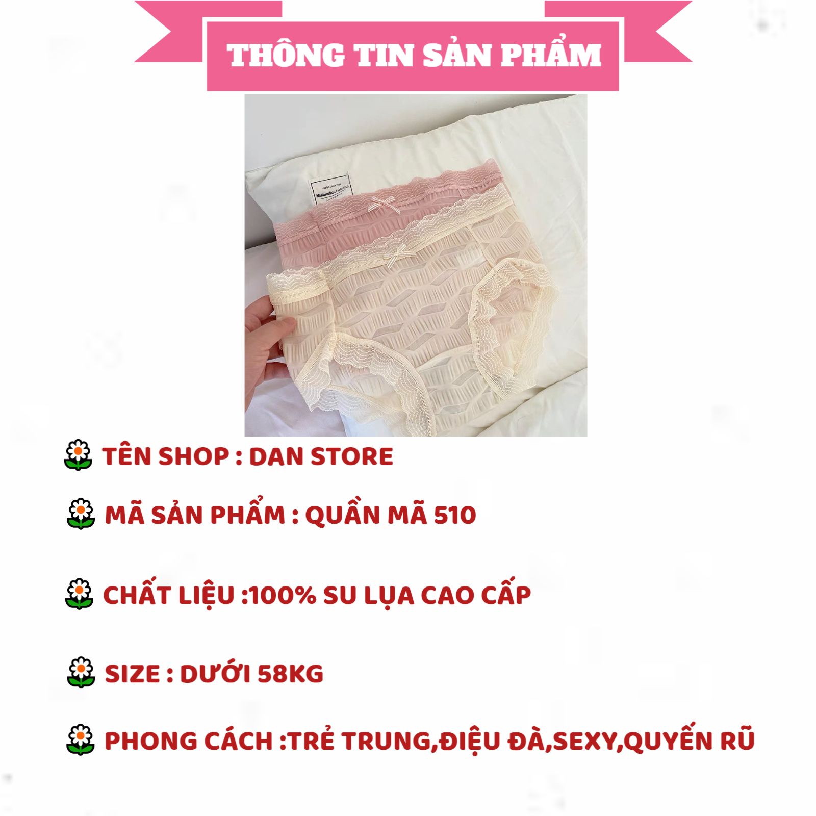 Quần Lót Lụa su siêu mỏng thoáng mát mềm mại tôn dáng mã 510