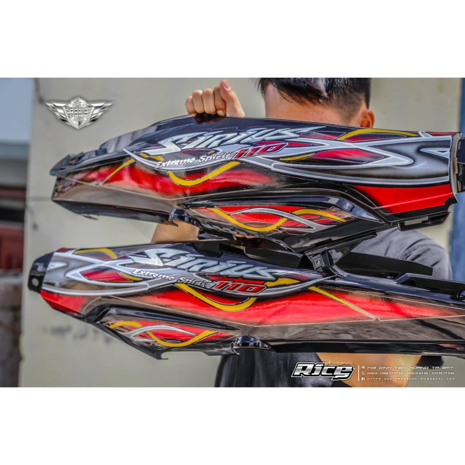 Tem Sirius Đỏ candy Sau đen S thái Dây thừng ( Tem in thường mẫu rice decal gốc )