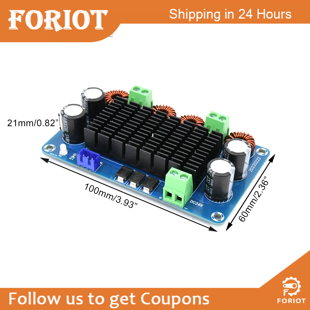 Foriot digital power amplifier board stereo stage audio module power amplifier output 24v 150wx2