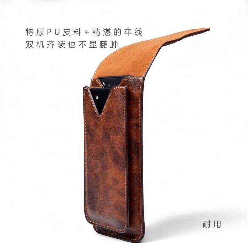 Bao da đeo thắt lưng đựng được 2 điện thoại hiẹu Poluka