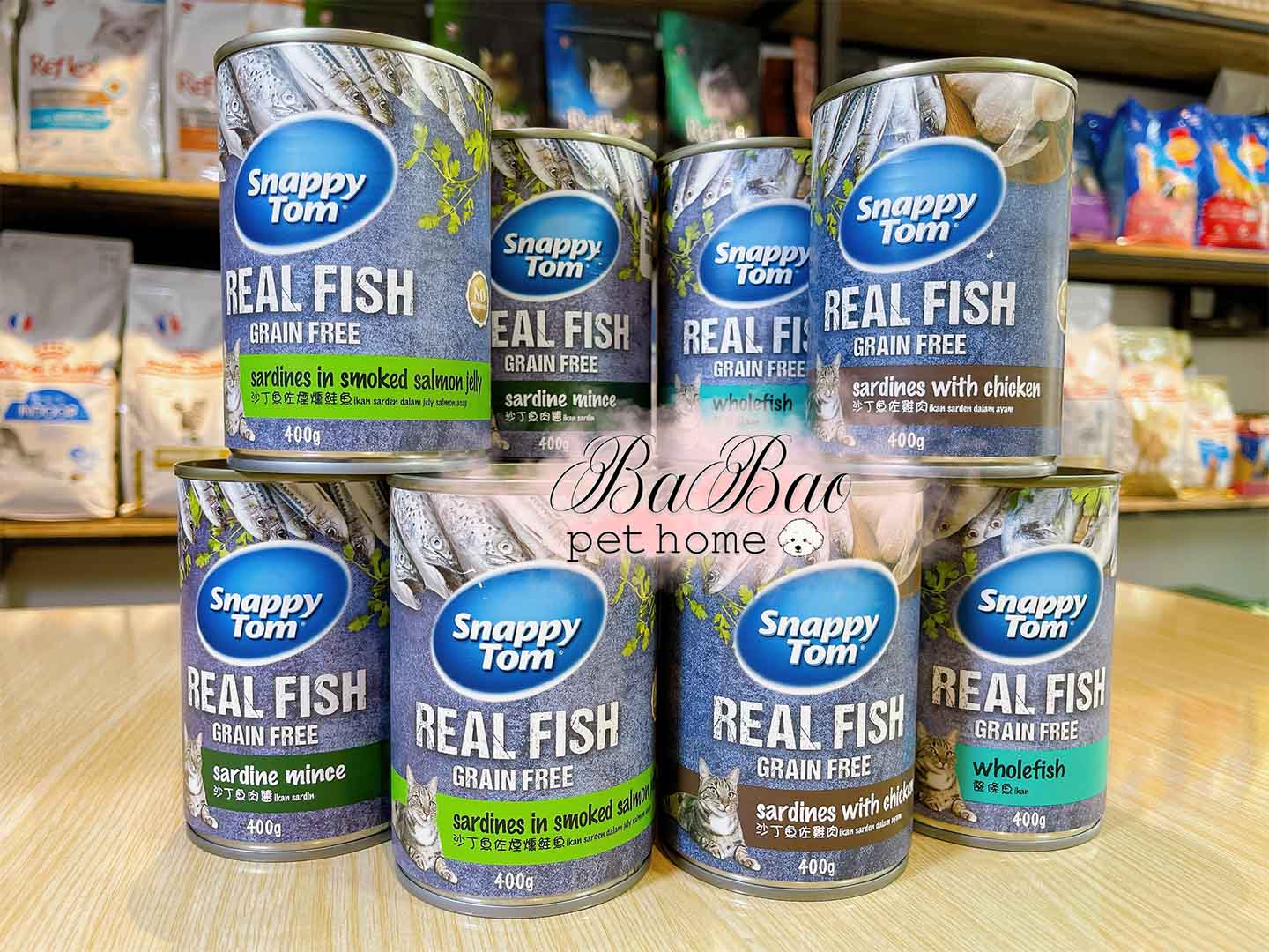 Pate Snappy Tom Lon 400g Real Fish - Cá trích nguyên con