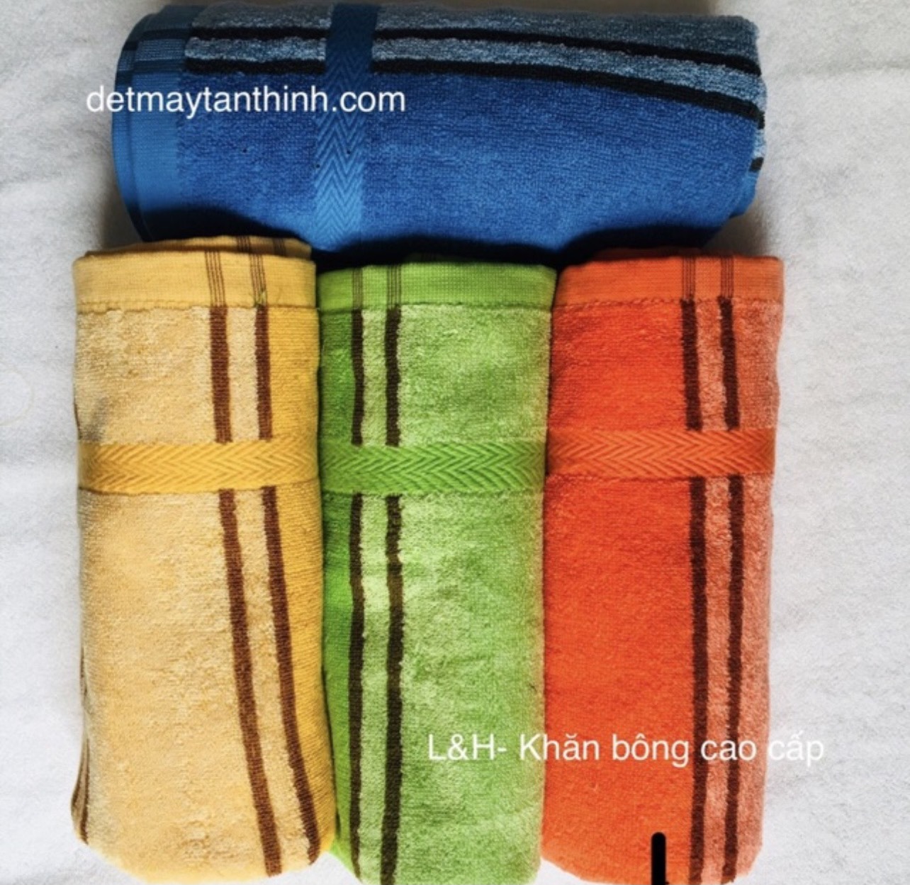 Combo 3 Khăn tắm cotton kẻ sọc Tân Thịnh, KT 50x100cm