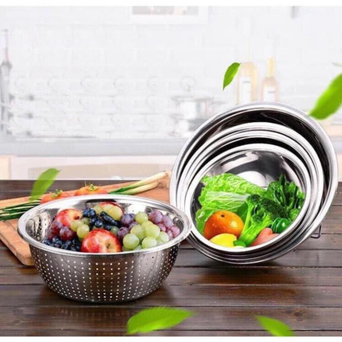 Bộ 5 rổ chậu inox cao cấp rửa rau