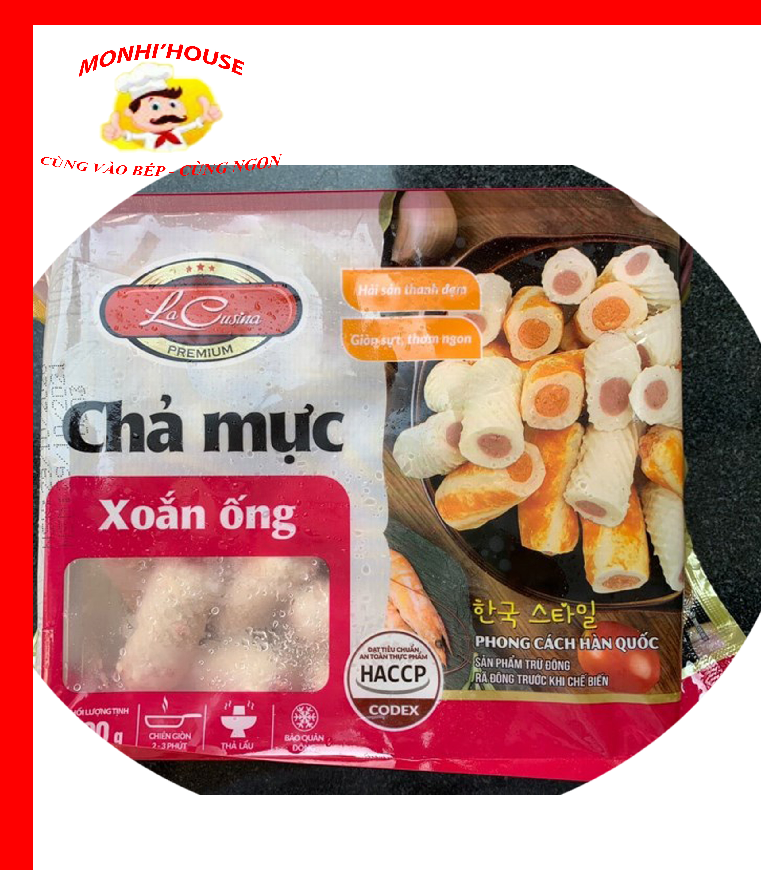1Kg chả mực xoắn ống Lacusina(Gồm 2 hộp 500g)