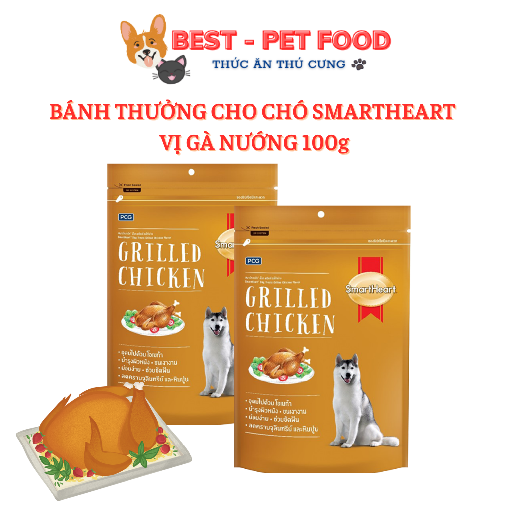 [GIẢM NGAY 25%] BÁNH THƯỞNG Snack SmartHeart Cho Chó Mọi Lứa Tuổi (100g)