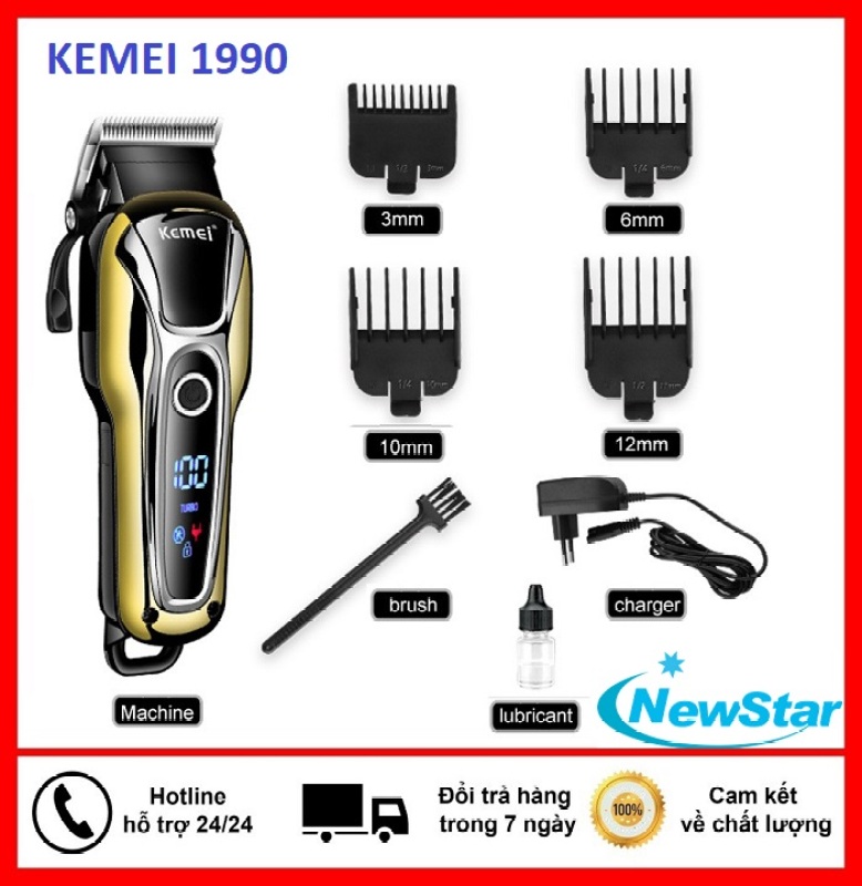 Tăng đơ , tông đơ cắt tóc gia đình không dây chuyên nghiệp Kemei KM 1990 giá rẻ