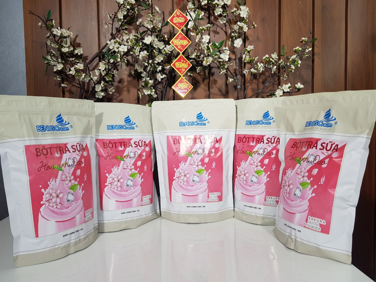 BỘT TRÀ SỮA HOA ANH ĐÀO BENUSCream Túi 1kg