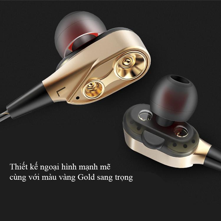 Tai Nghe có dây âm thanh hifi jack 3.5 mic đàm thoại, tai nghe lõi kép nhét tai 4 loa mini, 4 sợi cuốn loa supper bass siêu trầm cực mạnh đa năng đi phượt dùng cho mọi điện thoại giá rẻ 15k