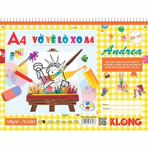 Vở vẽ lò xo xé A4 - 30 tờ; MS: 708