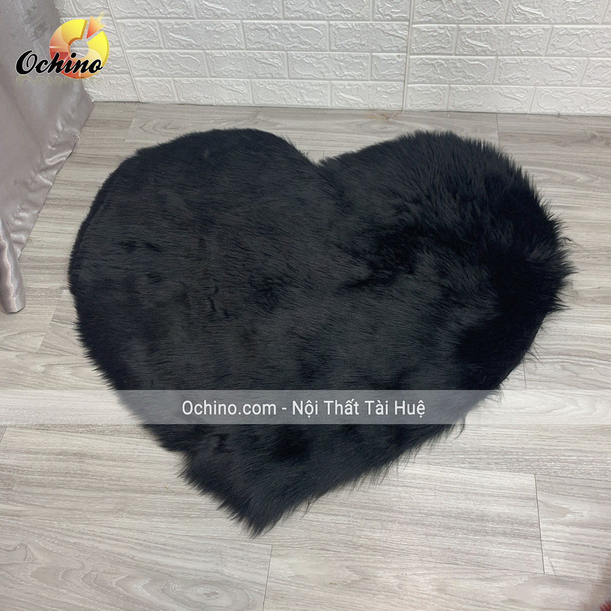Thảm lông hồ ly hình tim trải sàn, thảm chụp hình, trang trí kích thước 1mx80cm