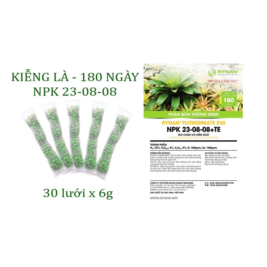 Fertilizer Rynan Flowermate 230 Filter Bags specially for ornamental leaves, bonsai, roses, her betel ... (Bag 180g) (NEW)