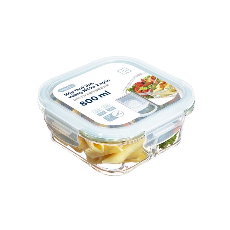 Hộp thủy tinh vuông Nikko 520ml và 800ml (2 ngăn)