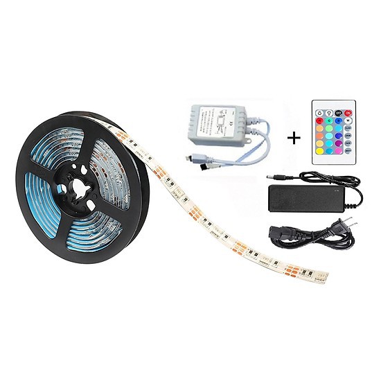 Bộ đèn led dây dán 5050 phủ keo silicon đổi 7 màu v-l-d-rgb +nguồn+khiển