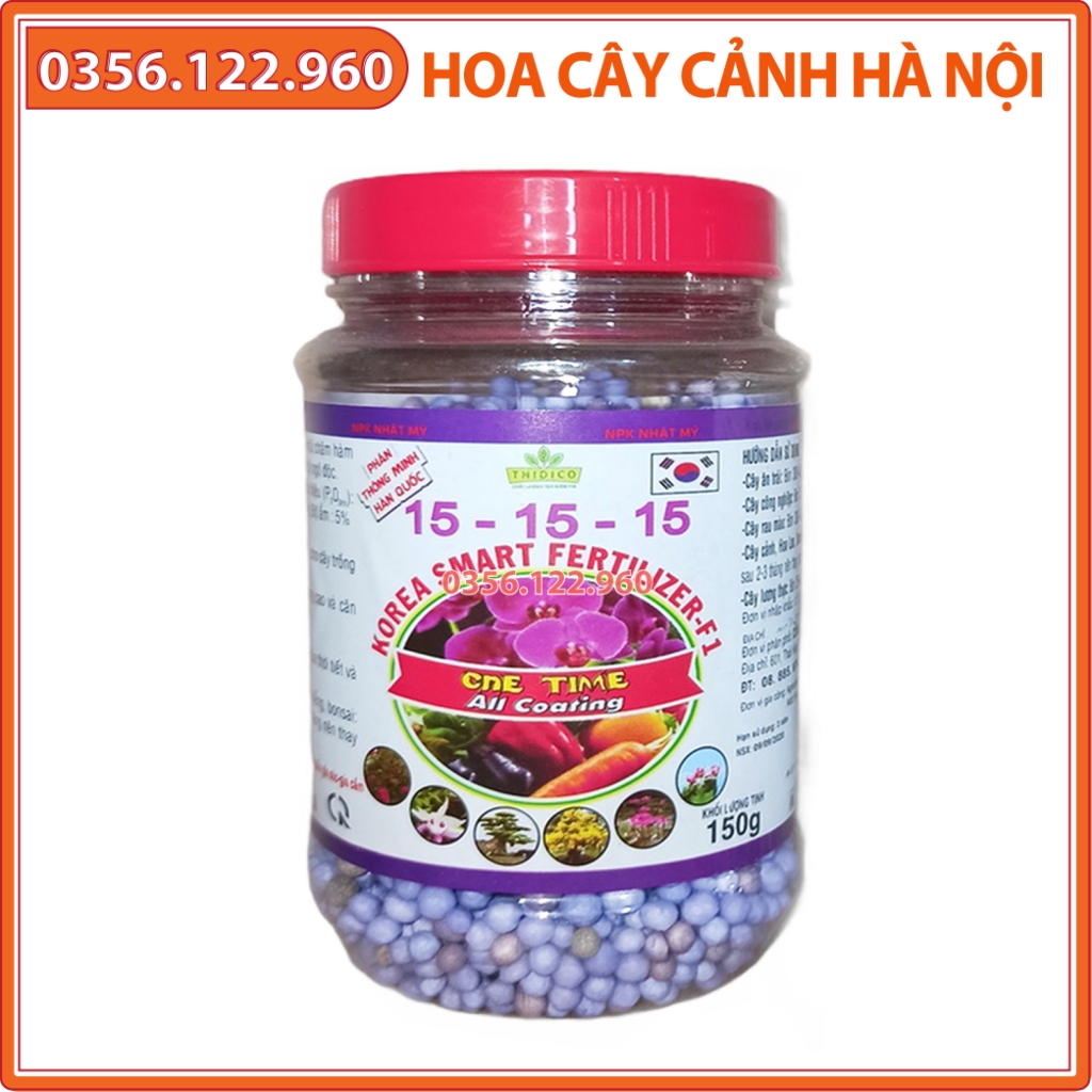 Phân tan chậm thông minh hàn quốc NPK 15-15-15 - Lọ 150g - Dùng cho hoa cây cảnh