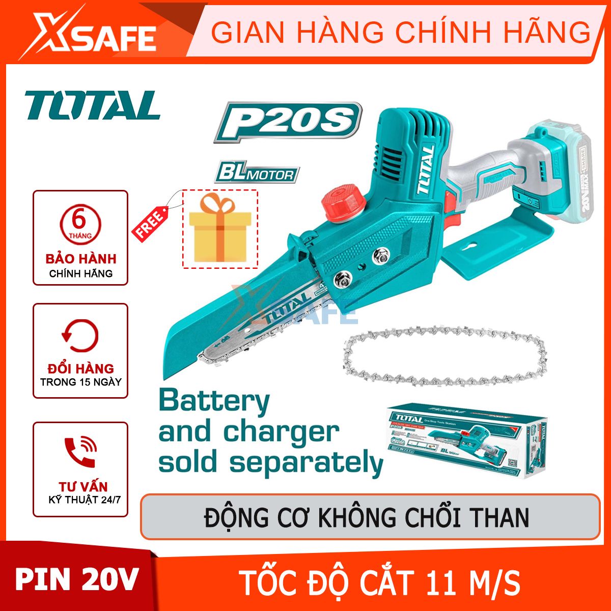 Machine Chain Saw mini battery total TGSLI2068 20V, length in Saw 6inch, attached leash Lam saw, not included battery charger-genuine-xsafe
