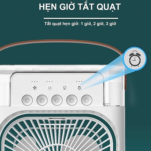Quạt Phun Sương Mini Làm Mát Không Khí Tích Hợp Đèn Led Thông Minh, Quạt Hơi Nước Mini Điều Hòa Không Khí, Hẹn Giờ Tích Hợp Đèn Ngủ