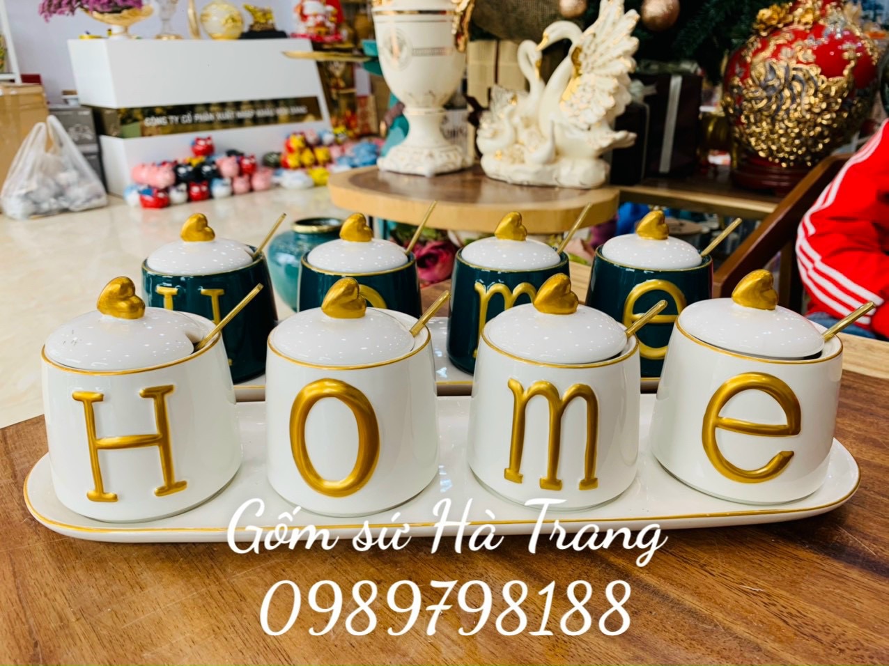 Bộ hũ gia vị gốm sứ hàng nhập