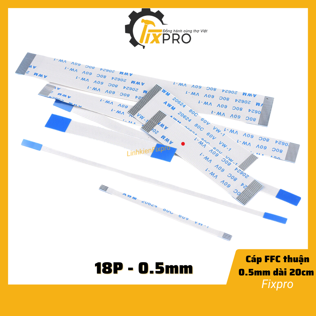 Cáp ffc 18p thuận 0.5mm dài 20cm - fixpro