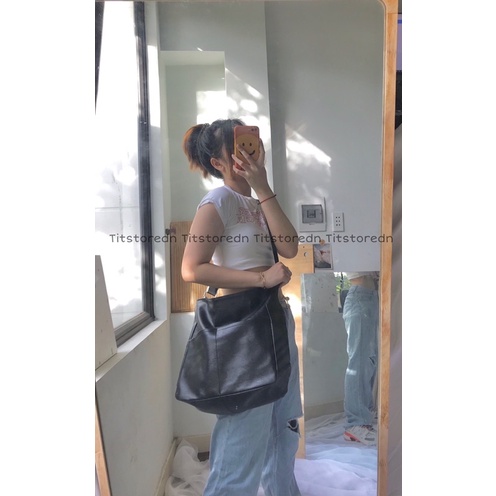 Túi Đeo Chéo Da Pu Cỡ Lớn Vừa A4 Unisex (Hình Thật)