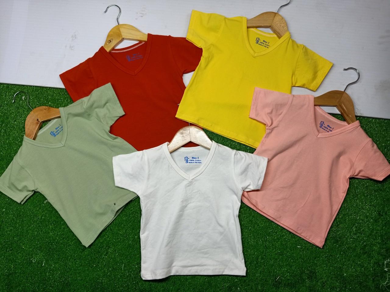 SET 5 ÁO THUN CỔ TIM CHO BÉ GÁI